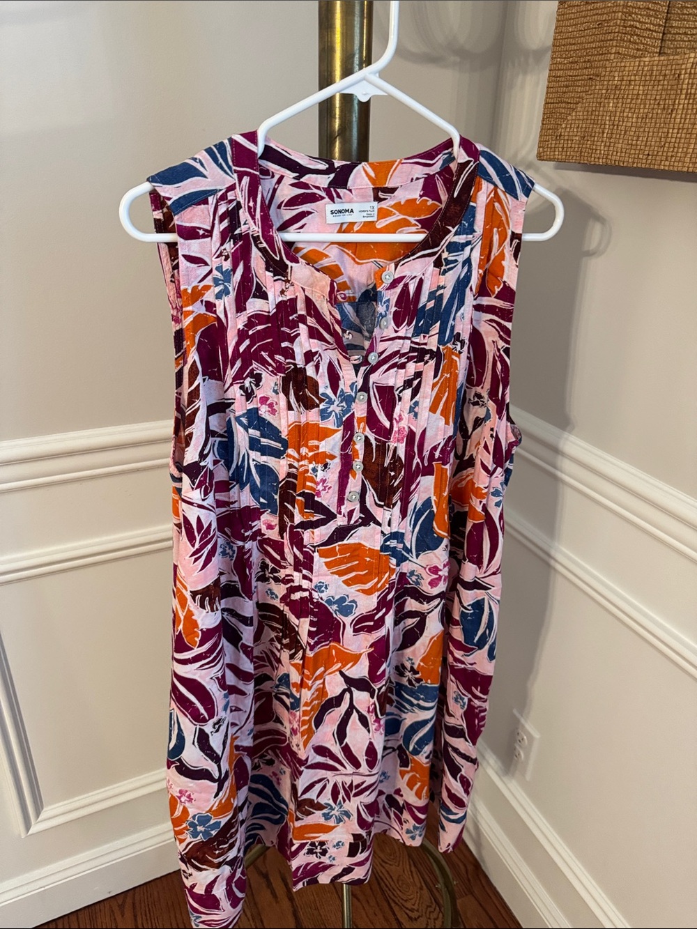 Sonoma Floral Sleeveless Mini Dress in Pink, Orange & Blue